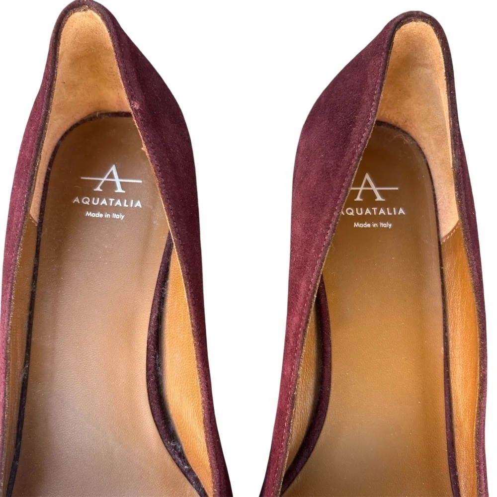 Aquatalia Women's Burgundy Suede Pumps Pointed-toe Size 7.5